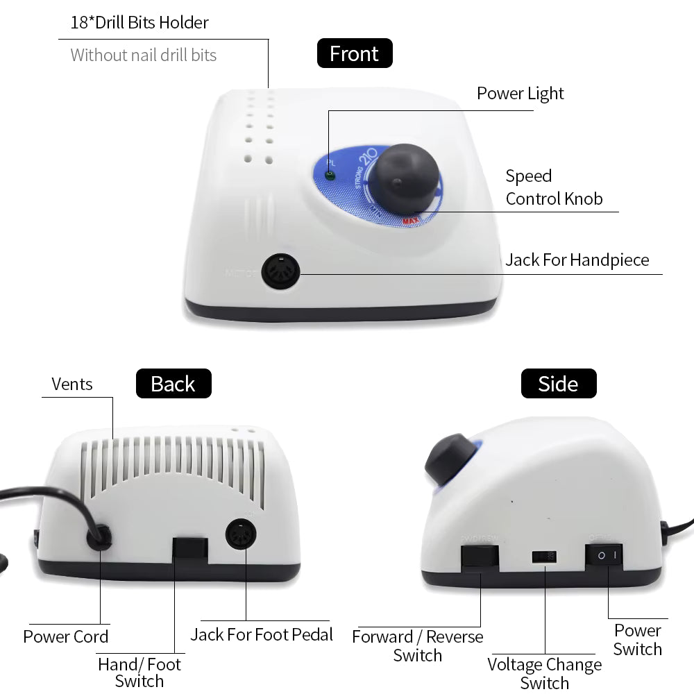 Máquina pulidora de uñas eléctrica profesional 65W + nueva versión 40000RPM